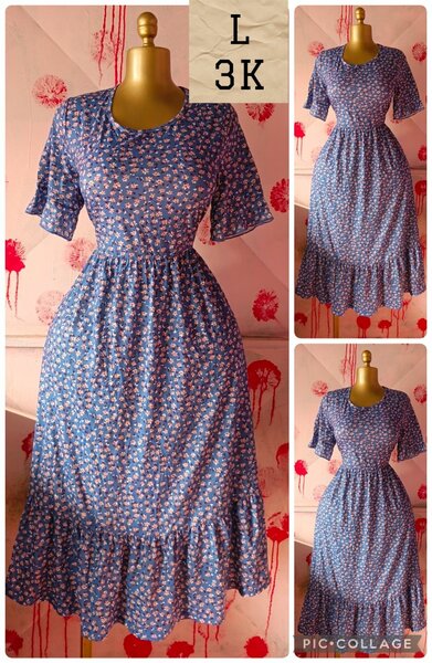 Robe fleurie mi-longue pour femme