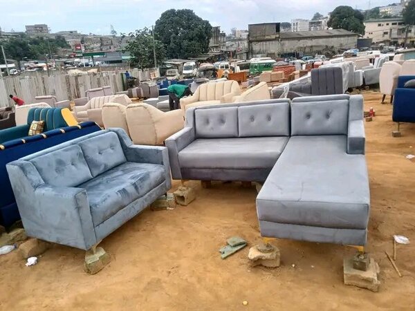 Canapé d'angle en velours gris