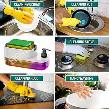 Distributeur de savon avec éponge pour cuisine