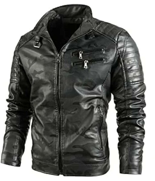 Blouson en cuir homme camouflage