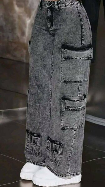 Jeans cargo larges gris foncé