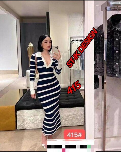 Robe Rayée Élégante Femme