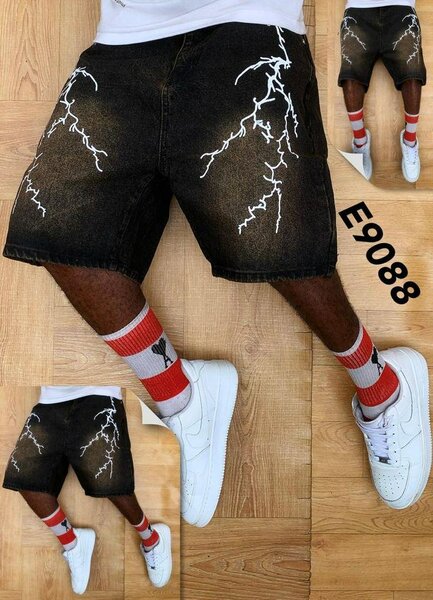 Shorts homme délavé motif éclair
