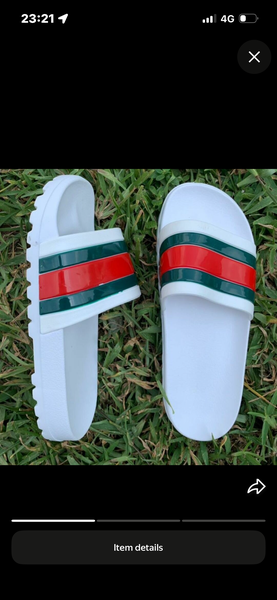 White Slides with Red Green Stripe