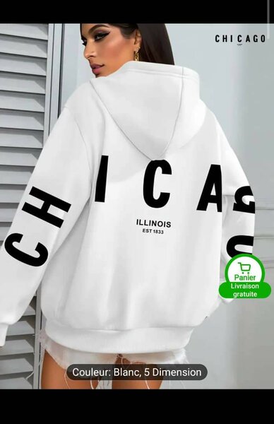 Sweat à Capuche Chicago Blanc