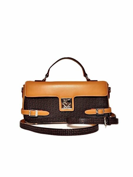 Sac banane en cuir noir et marron