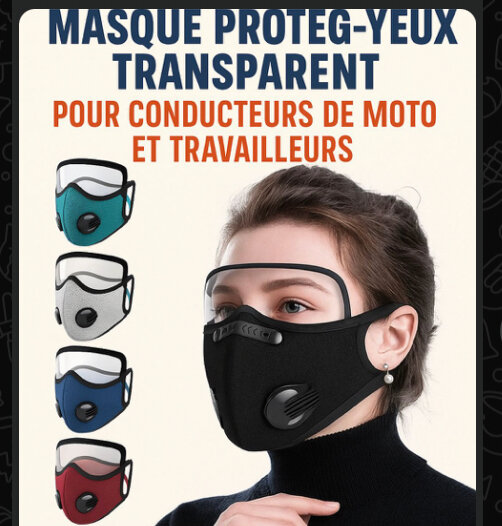 Masque de protection transparent pour motards