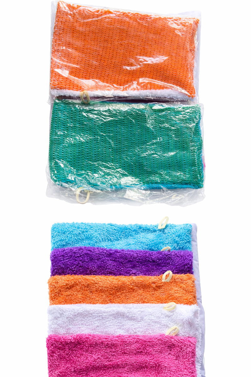 Gants exfoliants colorés