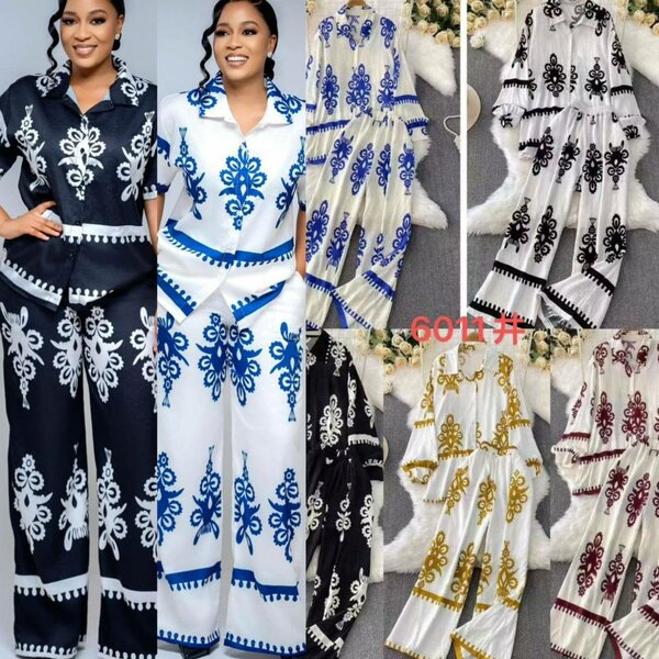 Ensemble Pantalon Brodé Élégant