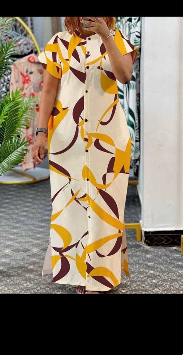 Robe longue à motifs géométriques