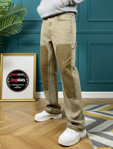 Jeans cargo beige style urbain