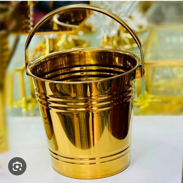 Seau en acier inoxydable doré