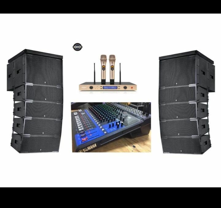 Système de sonorisation professionnel avec enceintes et amplificateur