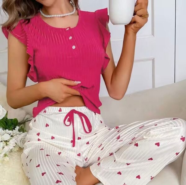 Pyjama femme chic coeur