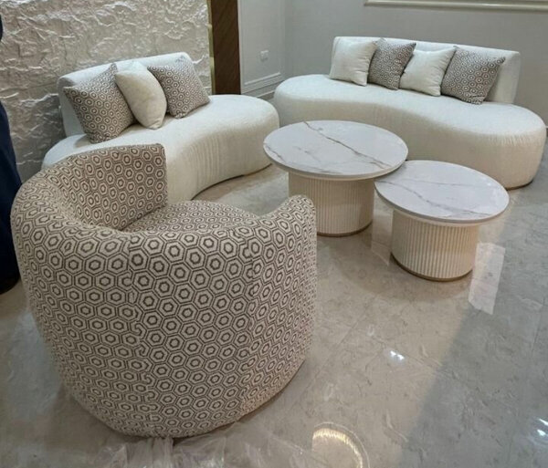 Canapé rond en tissu beige design