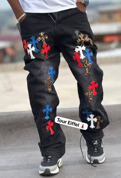 Jean cargo motif croix