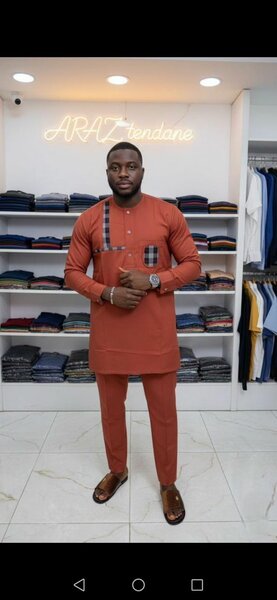 Men's African Dashiki Suit Terracotta