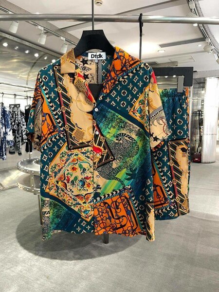 Chemise imprimée multicolore pour homme