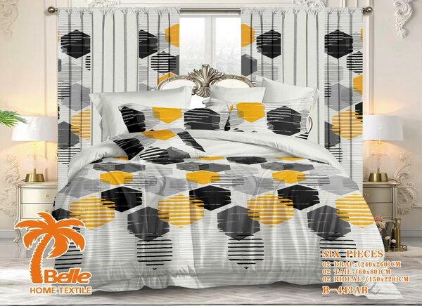 Parure de Lit Géométrique 6 Pièces