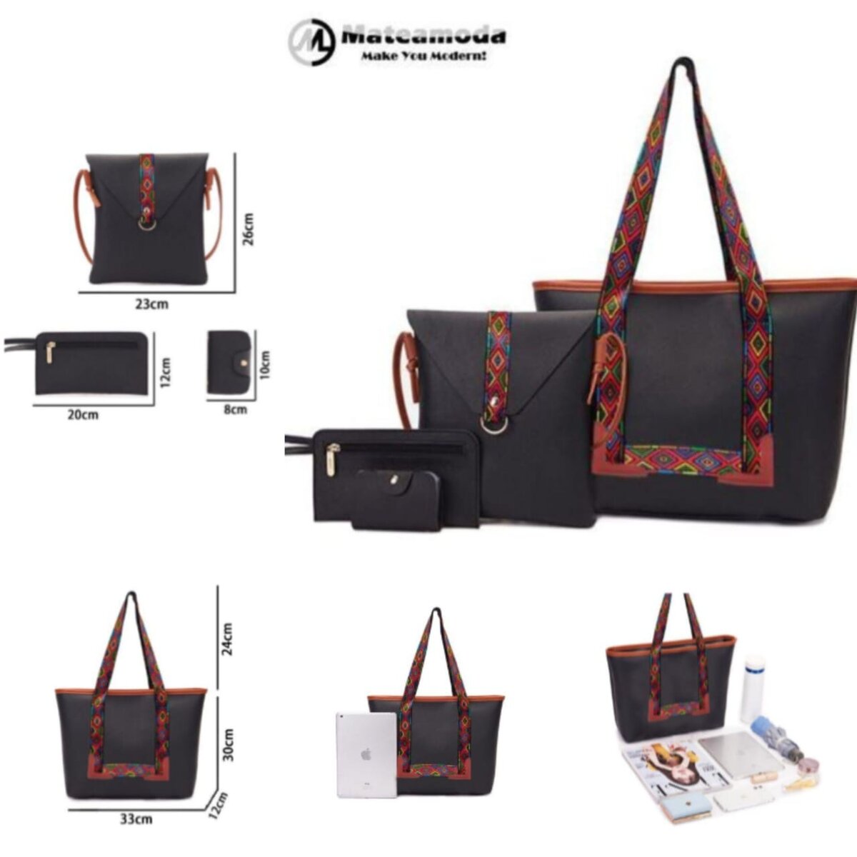 Sac à main femme luxe 4 en 1