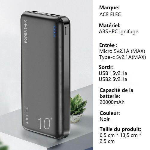 Chargeur portable 20000mAh ACE ELEC