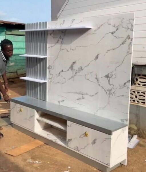 Meuble TV moderne en marbre blanc