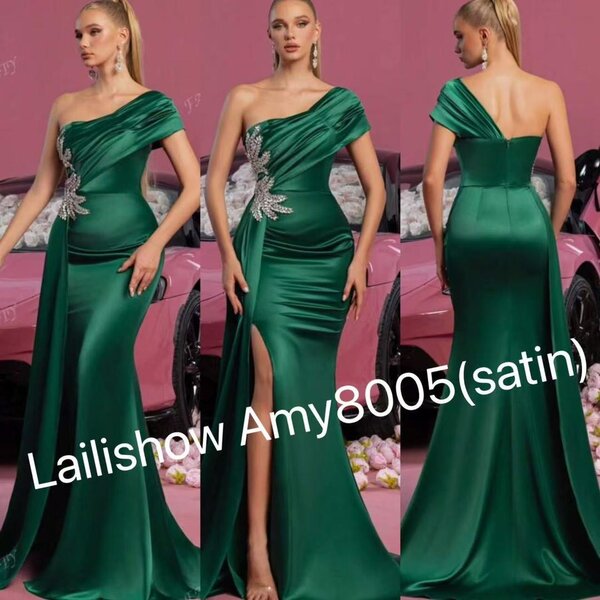 Robe de soirée vert satin élégant