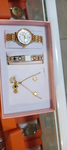 Ensemble de montre et bijoux doré