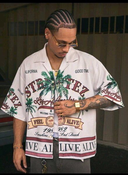 Chemise à motifs palmiers