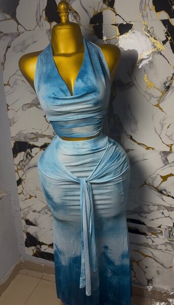 Robe longue bleu bohème