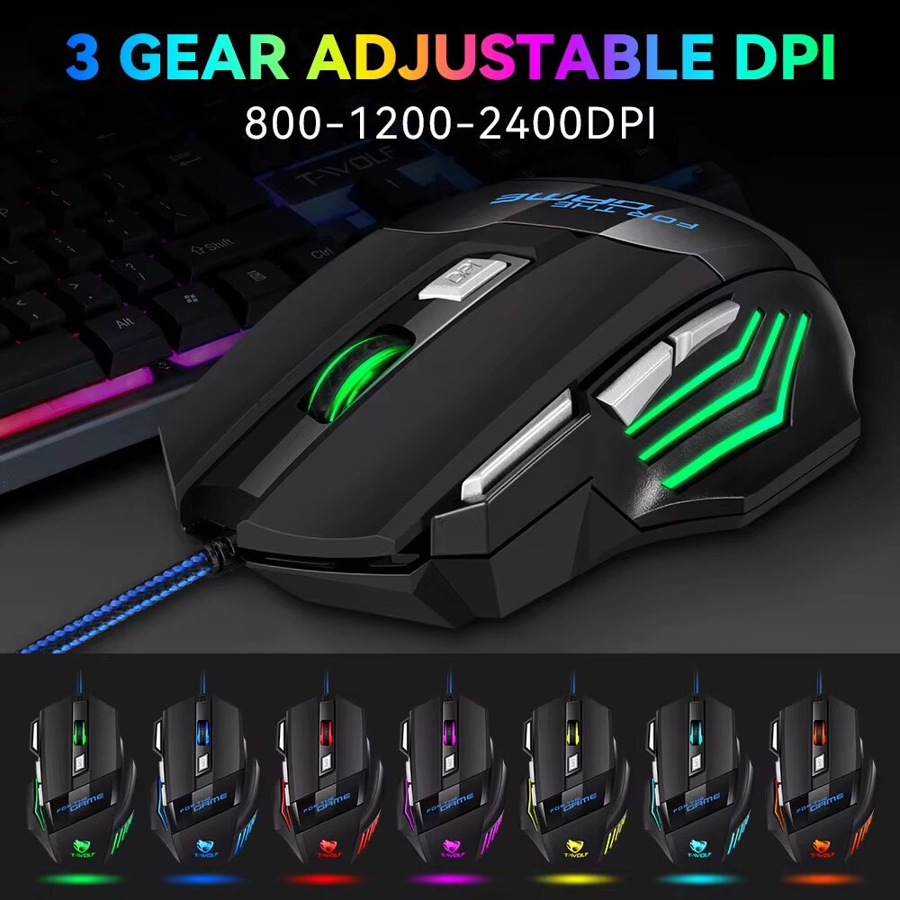Souris gaming T-WOLF RGB 7 boutons programmables