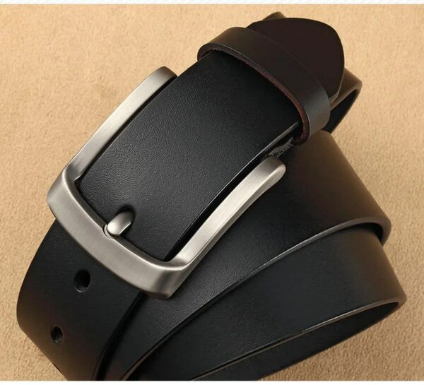 Ceinture en cuir noir pour homme