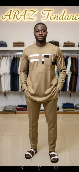 Beige Men's Casual Suit