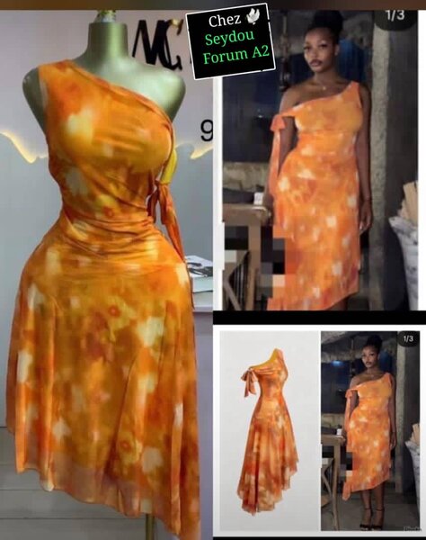 Robe asymétrique orange élégante