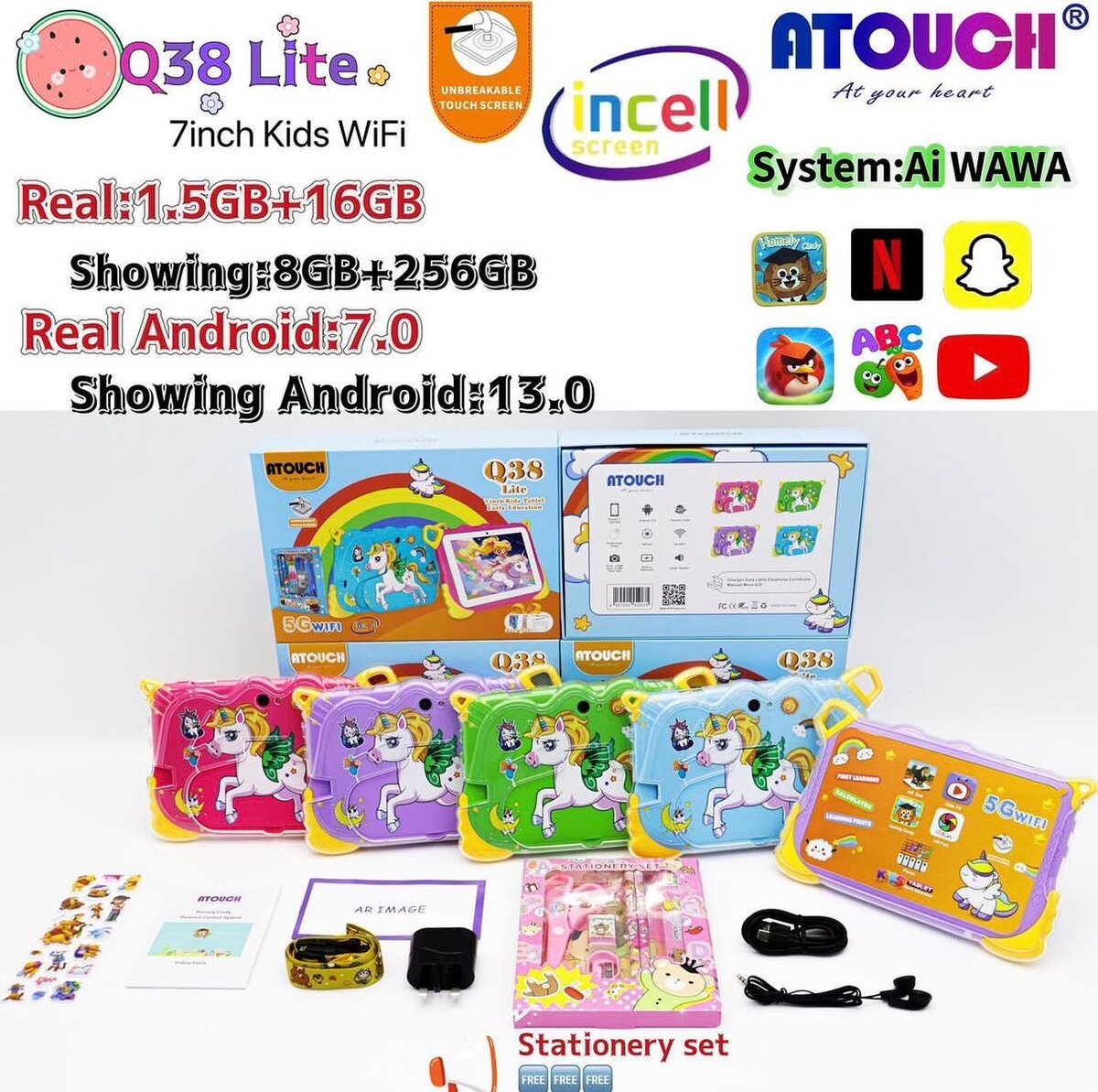 ATOUCH 7" Kids Tablet WiFi