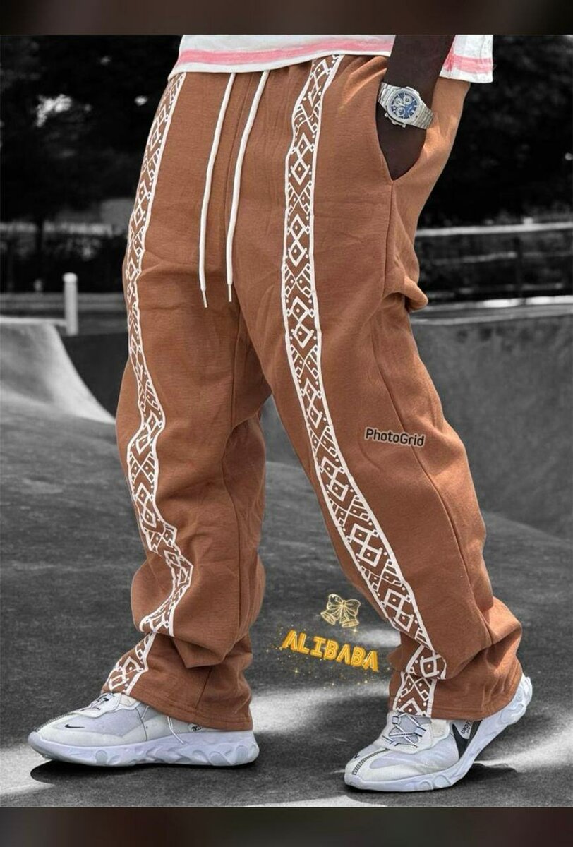 Pantalon décontracté brodé