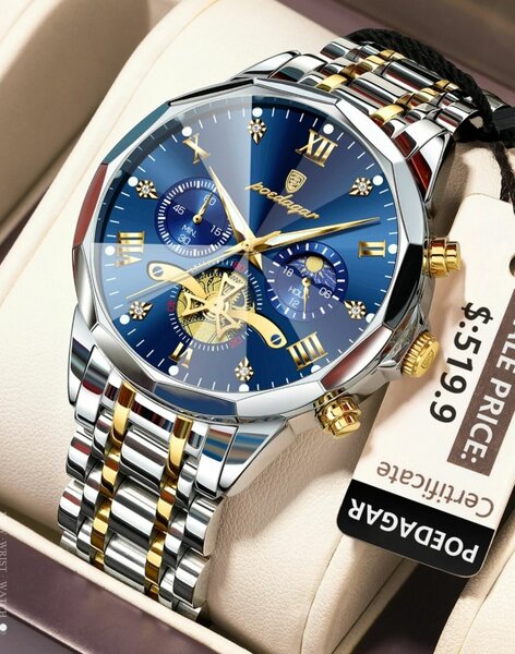 Montre de luxe en acier inoxydable