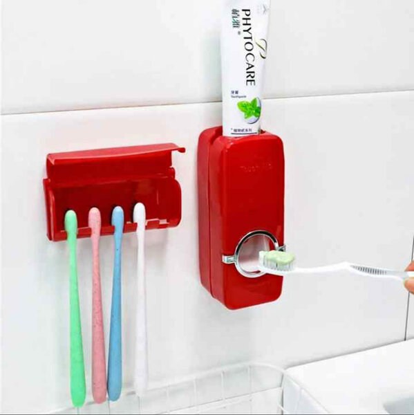 Distributeur de dentifrice avec support pour brosses à dents