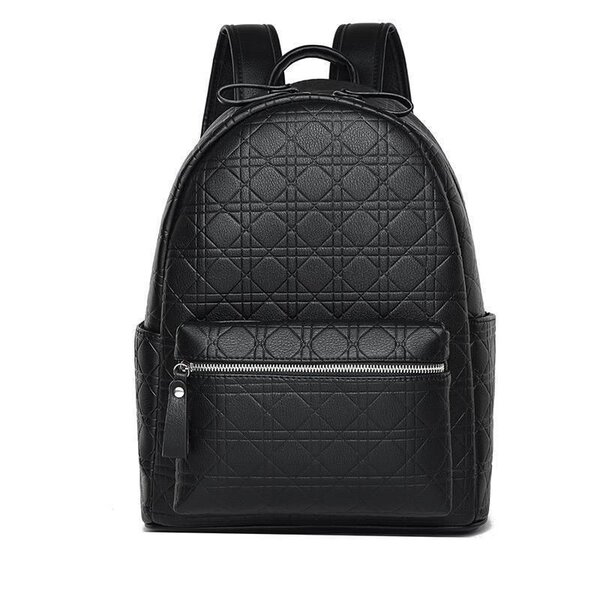 Sac à dos en cuir noir matelassé