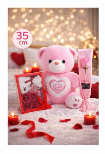 Peluche rose I Love You pour la Saint-Valentin