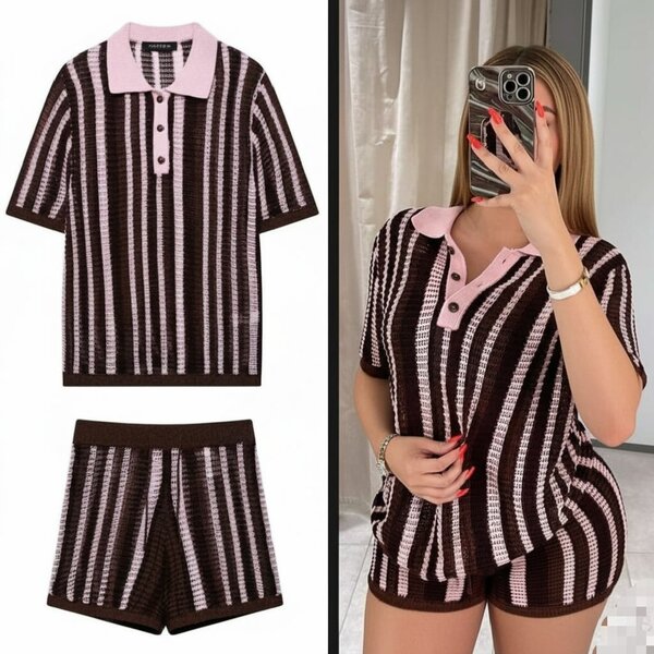 Ensemble Polo Rayé Femme