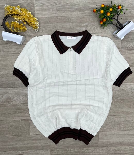 Polo en maille rayé homme