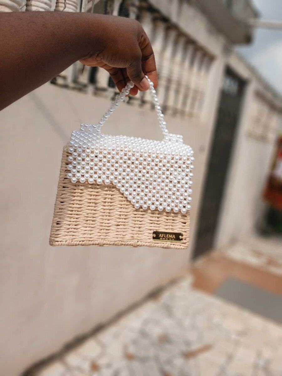 Sac à main en osier perlé pour femme