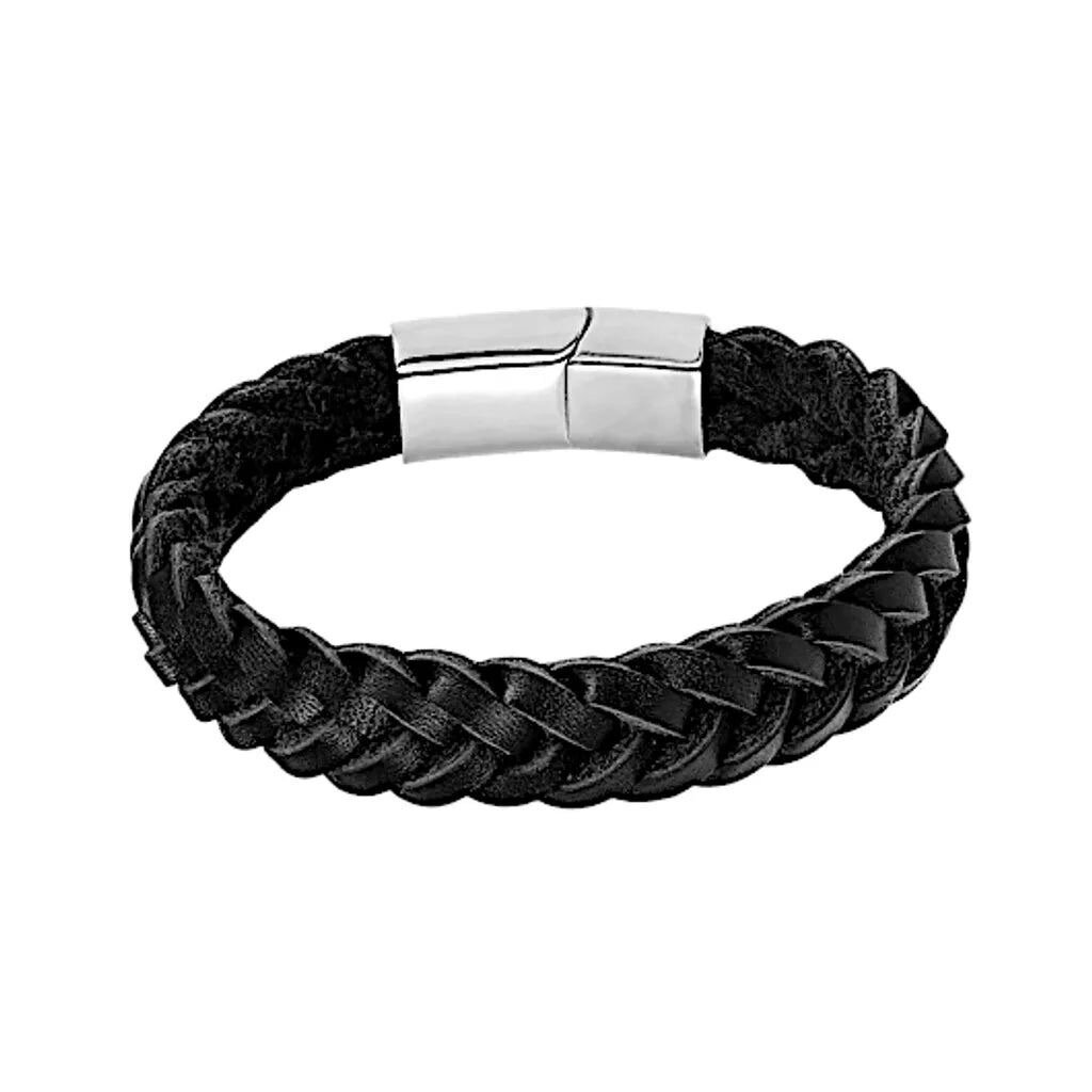 Bracelet en cuir noir pour homme