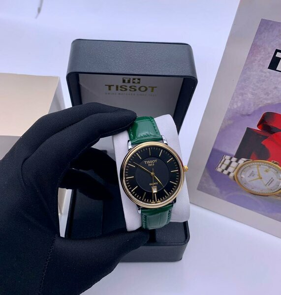 Tissot montre cuir vert/noir