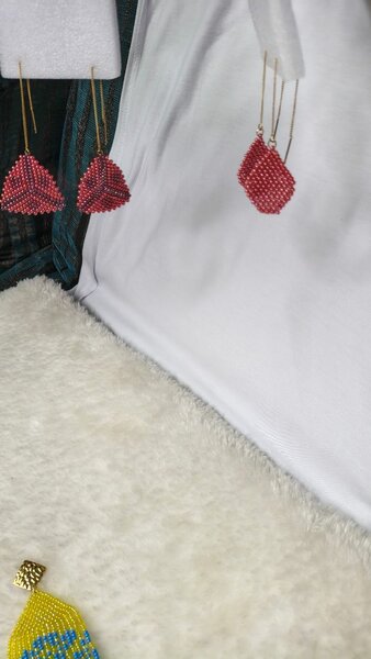 Boucles d'oreilles en perles rouge