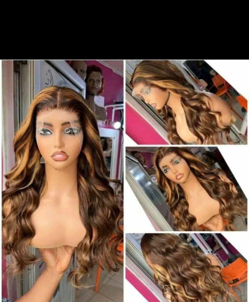 Perruque synthétique longue droite noire