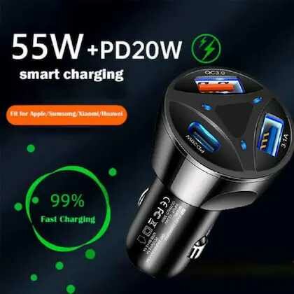 55W Fast Car Charger Adapter