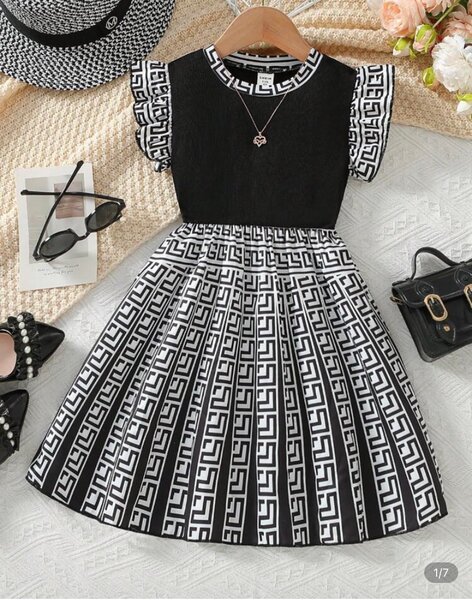 Robe Fille Élégante Noir et Blanc