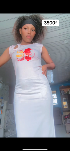 Robe Longue Blanche Imprimée